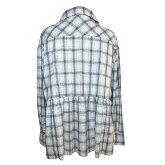 Heyson Gray/White Plaid Oversized Babydoll Top - Size 1X - Picture 3 of 7
